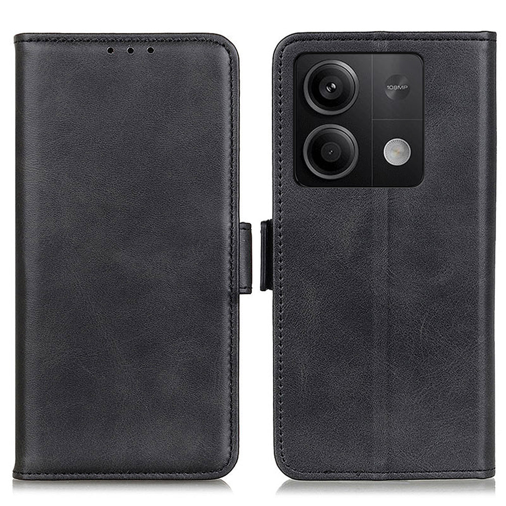 For Xiaomi Redmi Note 13 5G / 13 5G (China) Leather Case Magnetic Clasp Wallet Phone Cover - Black