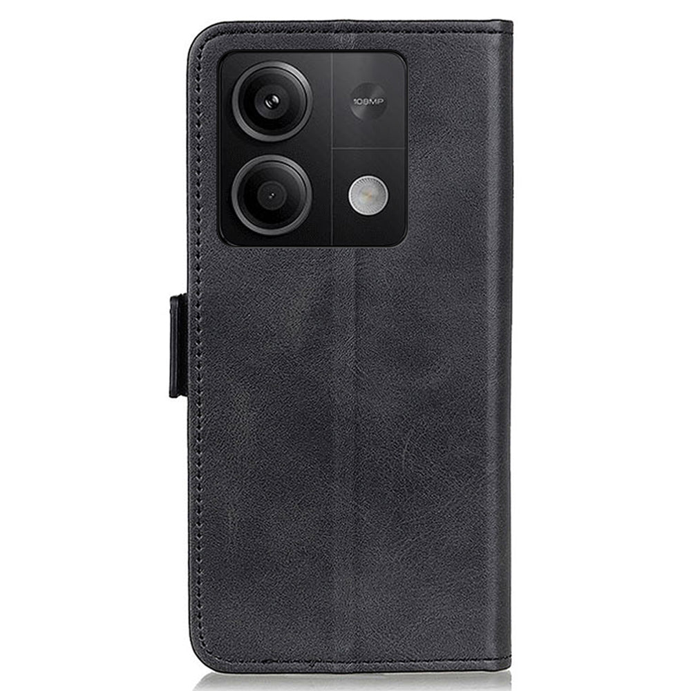For Xiaomi Redmi Note 13 5G / 13 5G (China) Leather Case Magnetic Clasp Wallet Phone Cover - Black