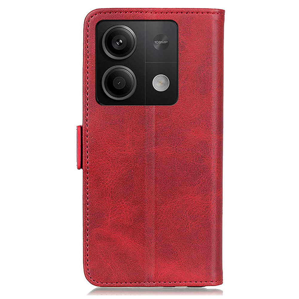 For Xiaomi Redmi Note 13 5G / 13 5G (China) Leather Case Magnetic Clasp Wallet Phone Cover - Red