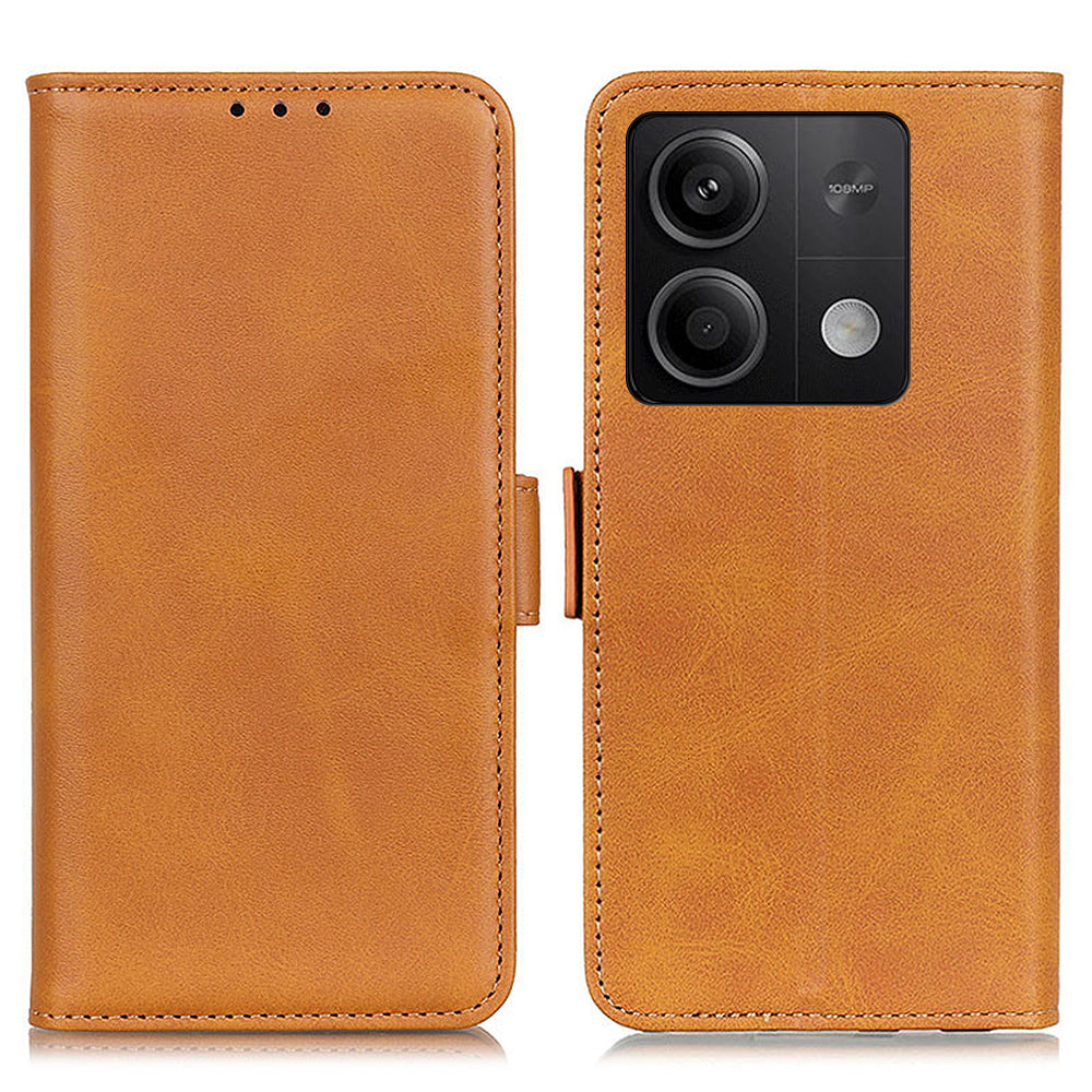 For Xiaomi Redmi Note 13 5G / 13 5G (China) Leather Case Magnetic Clasp Wallet Phone Cover - Yellow