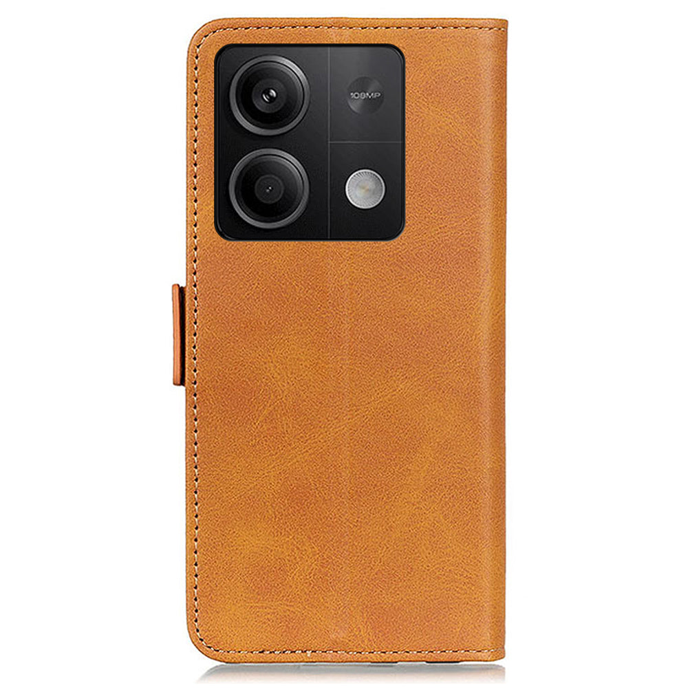 For Xiaomi Redmi Note 13 5G / 13 5G (China) Leather Case Magnetic Clasp Wallet Phone Cover - Yellow