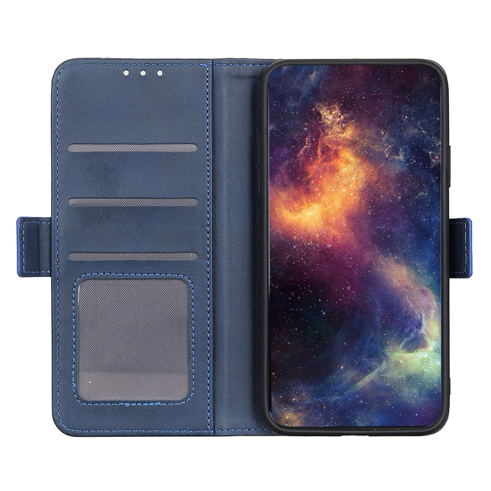 For Xiaomi Redmi Note 13 5G / 13 5G (China) Leather Case Magnetic Clasp Wallet Phone Cover - Blue