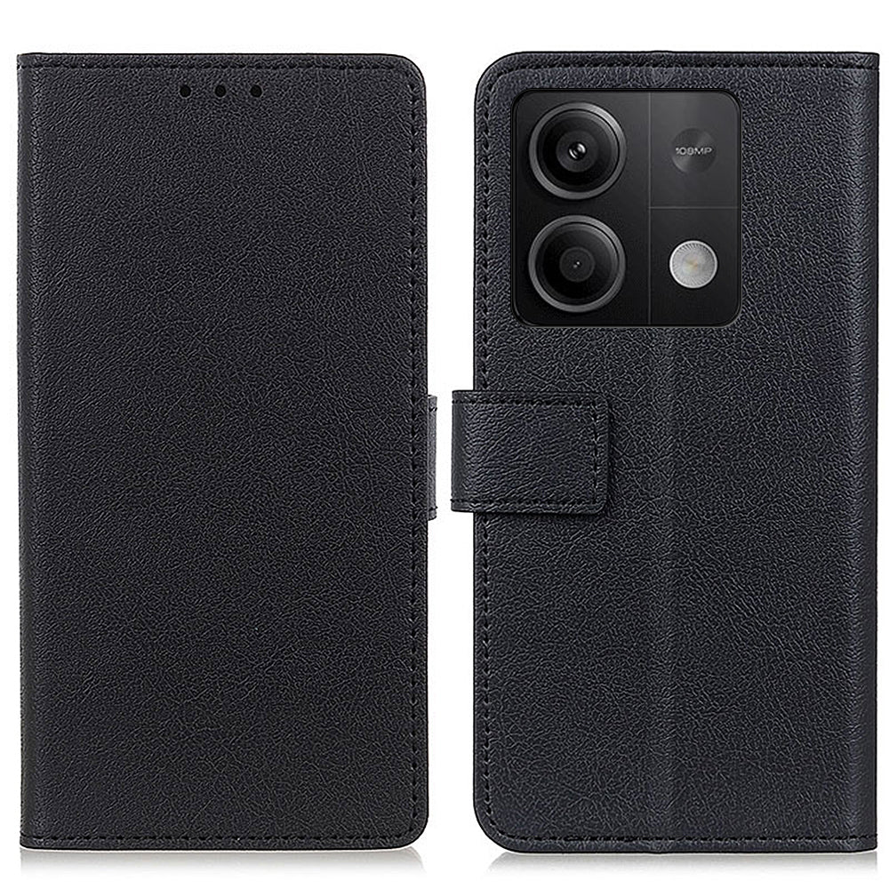 For Xiaomi Redmi Note 13 5G / 13 5G (China) Case PU Leather Shockproof Phone Wallet Cover - Black