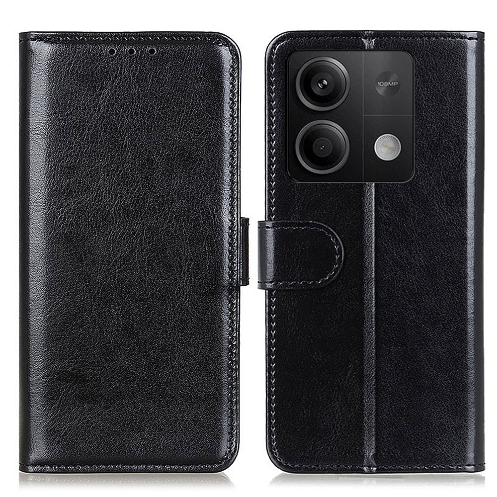For Xiaomi Redmi Note 13 5G / 13 5G (China) Case Phone Leather Cover with Stand Wallet - Black