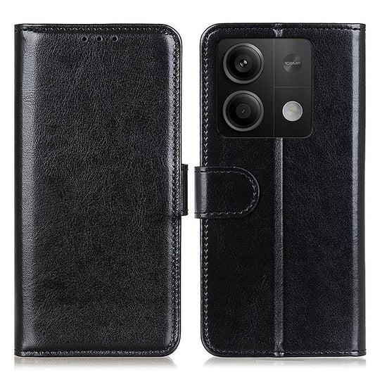For Xiaomi Redmi Note 13 5G / 13 5G (China) Case Phone Leather Cover with Stand Wallet - Black