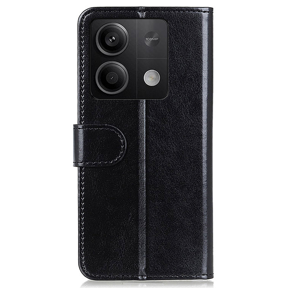 For Xiaomi Redmi Note 13 5G / 13 5G (China) Case Phone Leather Cover with Stand Wallet - Black