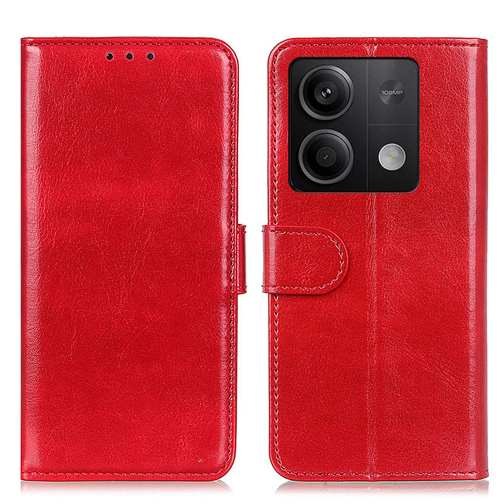 For Xiaomi Redmi Note 13 5G / 13 5G (China) Case Phone Leather Cover with Stand Wallet - Red