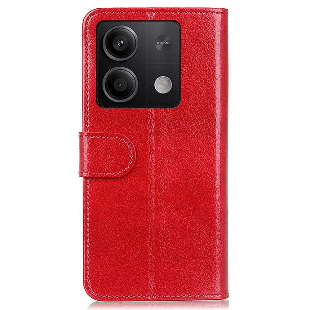 For Xiaomi Redmi Note 13 5G / 13 5G (China) Case Phone Leather Cover with Stand Wallet - Red