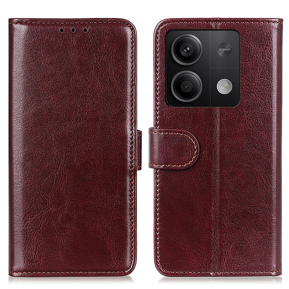 For Xiaomi Redmi Note 13 5G / 13 5G (China) Case Phone Leather Cover with Stand Wallet - Brown