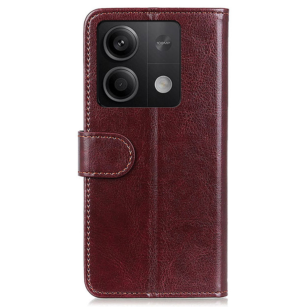 For Xiaomi Redmi Note 13 5G / 13 5G (China) Case Phone Leather Cover with Stand Wallet - Brown