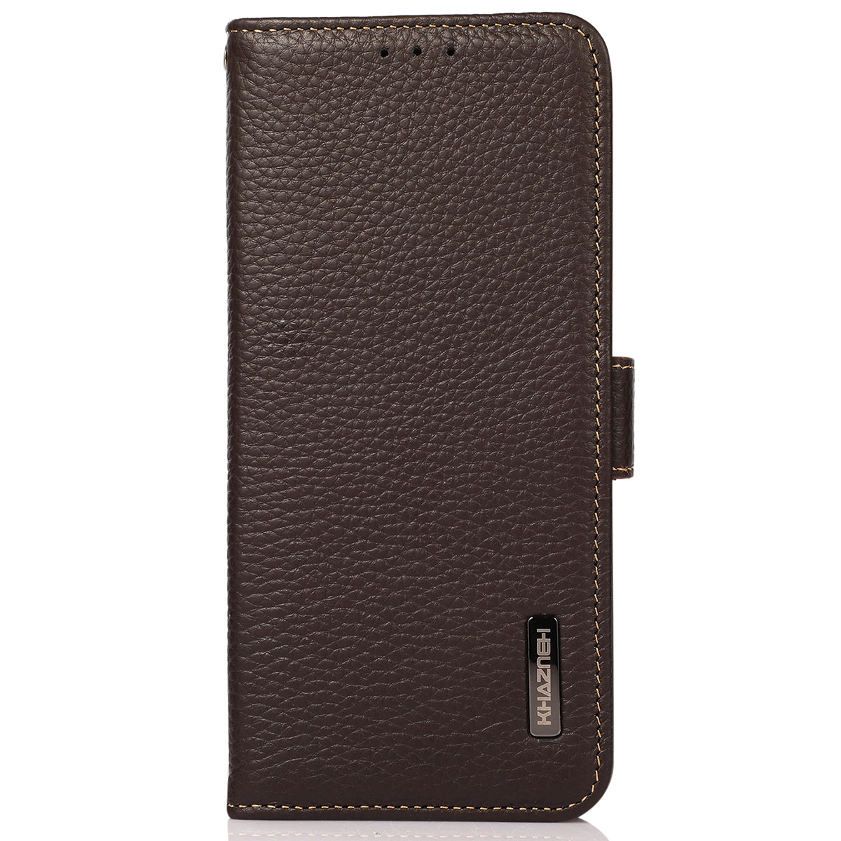 KHAZNEH For Xiaomi Redmi Note 13 5G / 13 5G (China) Phone Case RFID Blocking Genuine Cow Leather Cover - Brown