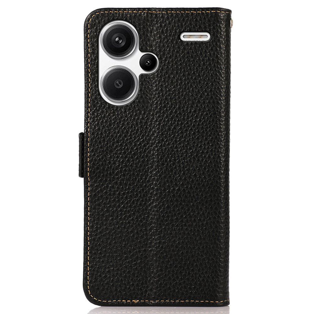 KHAZNEH For Xiaomi Redmi Note 13 Pro+ 5G Wallet Phone Case RFID Blocking Stand View Cover - Black