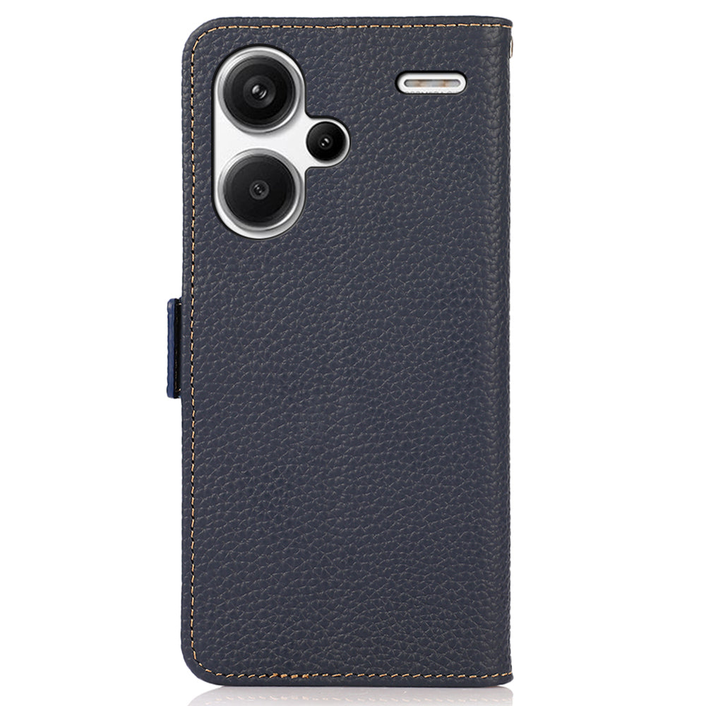 KHAZNEH For Xiaomi Redmi Note 13 Pro+ 5G Wallet Phone Case RFID Blocking Stand View Cover - Blue