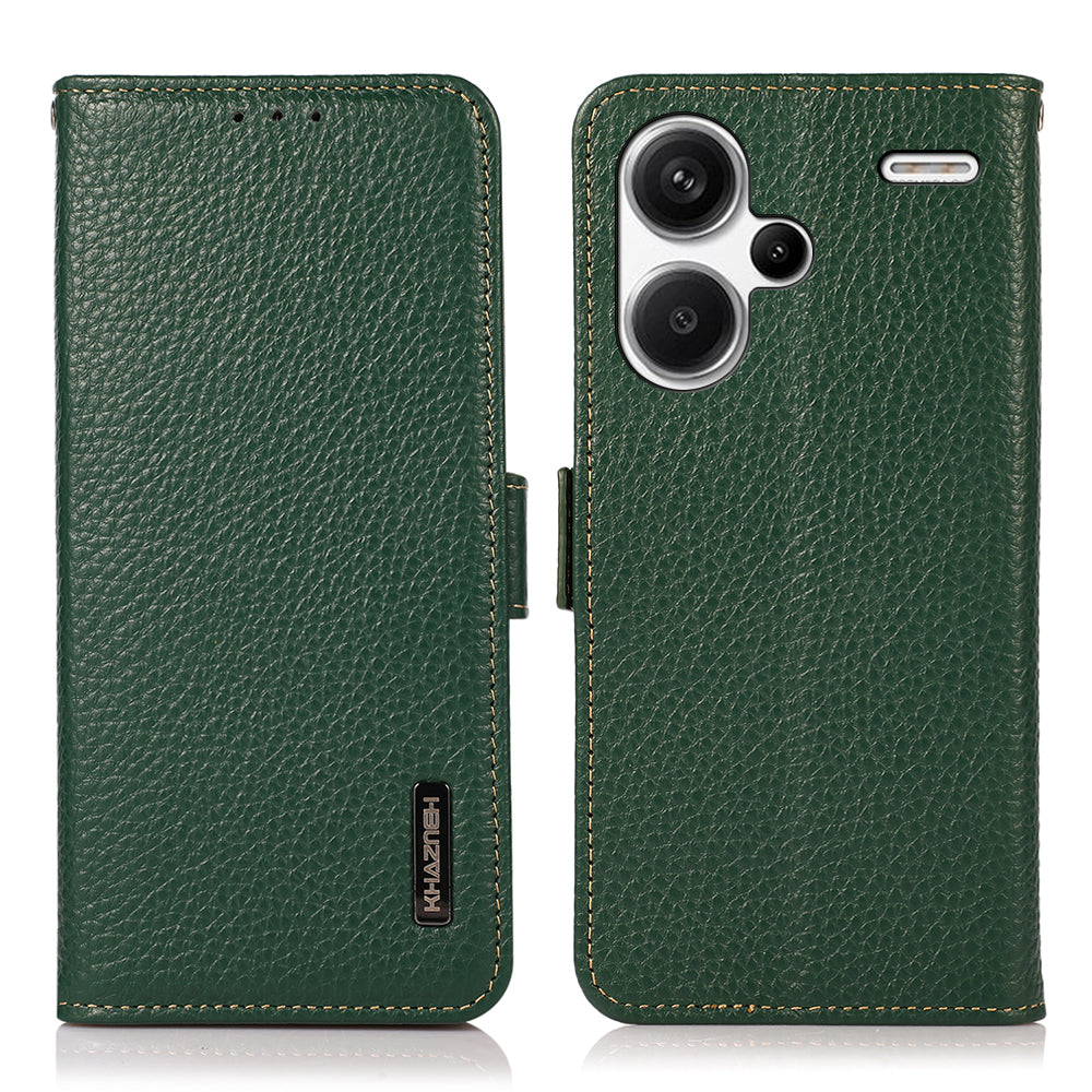 KHAZNEH For Xiaomi Redmi Note 13 Pro+ 5G Wallet Phone Case RFID Blocking Stand View Cover - Green
