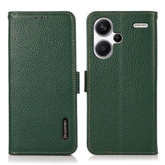 KHAZNEH For Xiaomi Redmi Note 13 Pro+ 5G Wallet Phone Case RFID Blocking Stand View Cover - Green