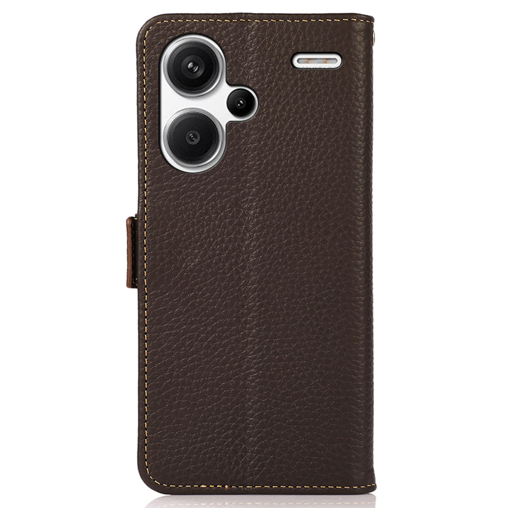 KHAZNEH For Xiaomi Redmi Note 13 Pro+ 5G Wallet Phone Case RFID Blocking Stand View Cover - Brown