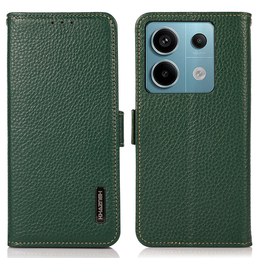 KHAZNEH For Xiaomi Redmi Note 13 Pro 5G / Poco X6 5G Case Litchi Texture RFID Blocking Phone Protector - Green