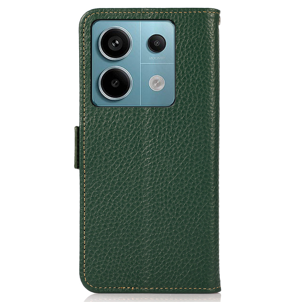 KHAZNEH For Xiaomi Redmi Note 13 Pro 5G / Poco X6 5G Case Litchi Texture RFID Blocking Phone Protector - Green