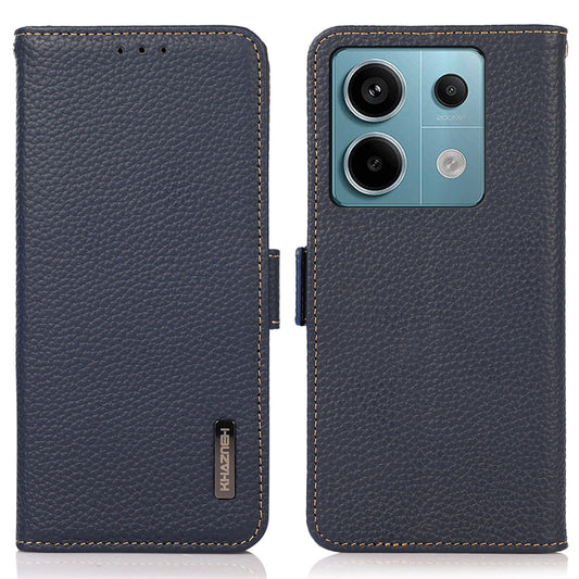 KHAZNEH For Xiaomi Redmi Note 13 Pro 5G / Poco X6 5G Case Litchi Texture RFID Blocking Phone Protector - Blue
