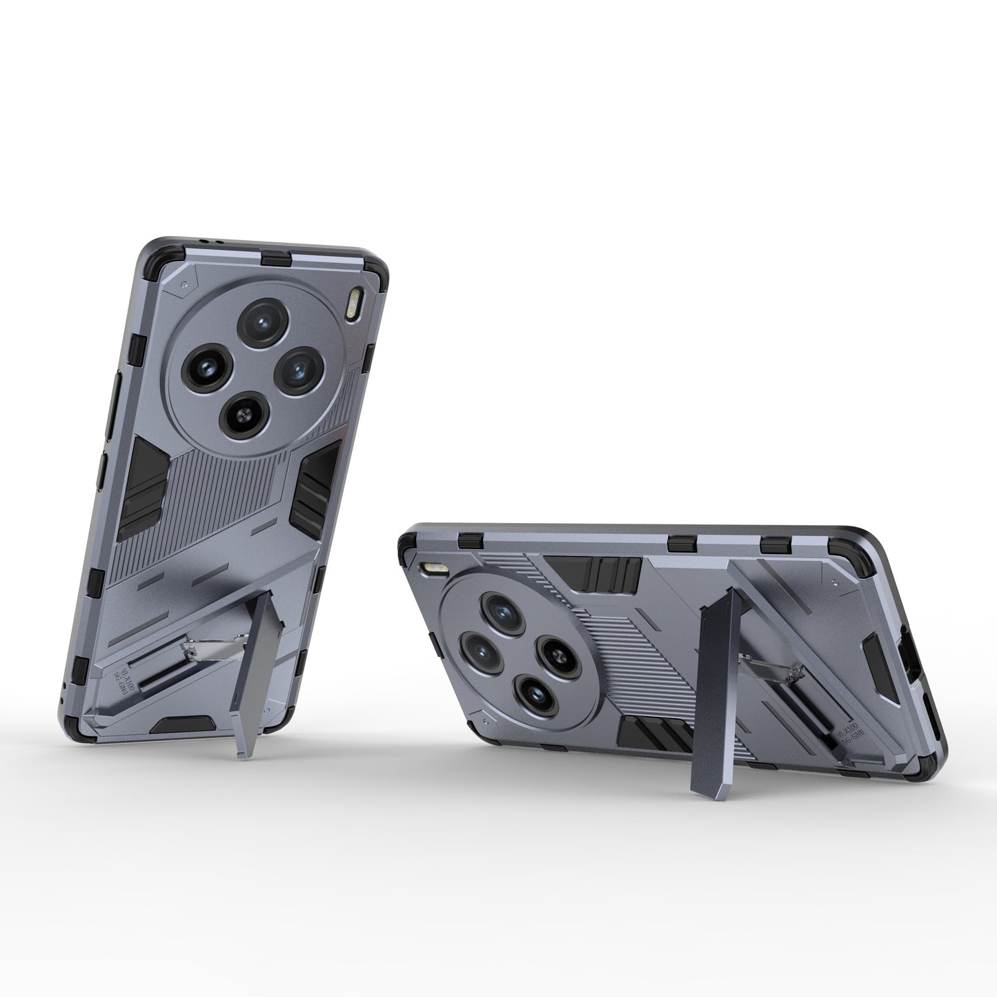 For vivo X100 5G Kickstand Cover PC+TPU Shockproof Protective Case - Dark Blue