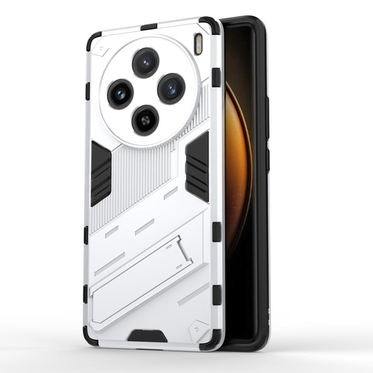 For vivo X100 5G Kickstand Cover PC+TPU Shockproof Protective Case - White