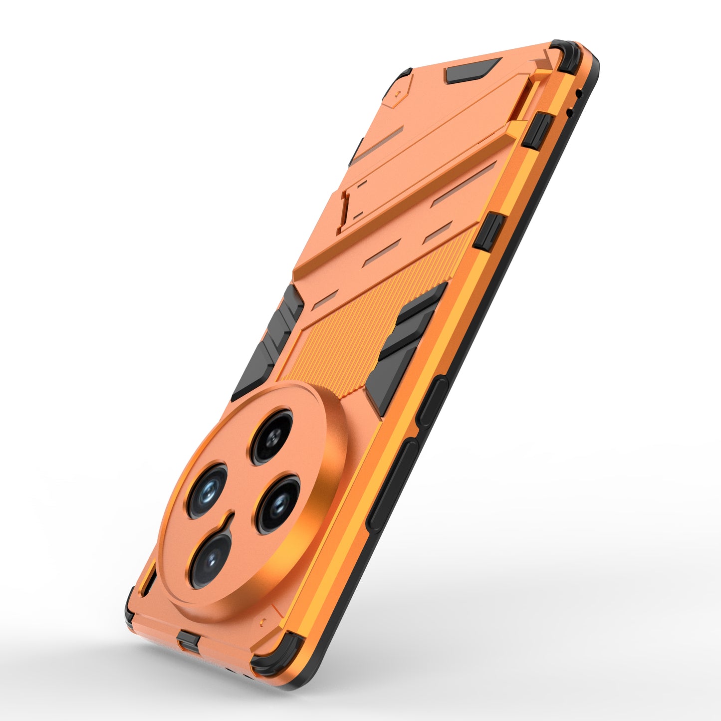 For vivo X100 Pro 5G Kickstand Phone Case Dual Layer Shock-Absorption Cover - Orange