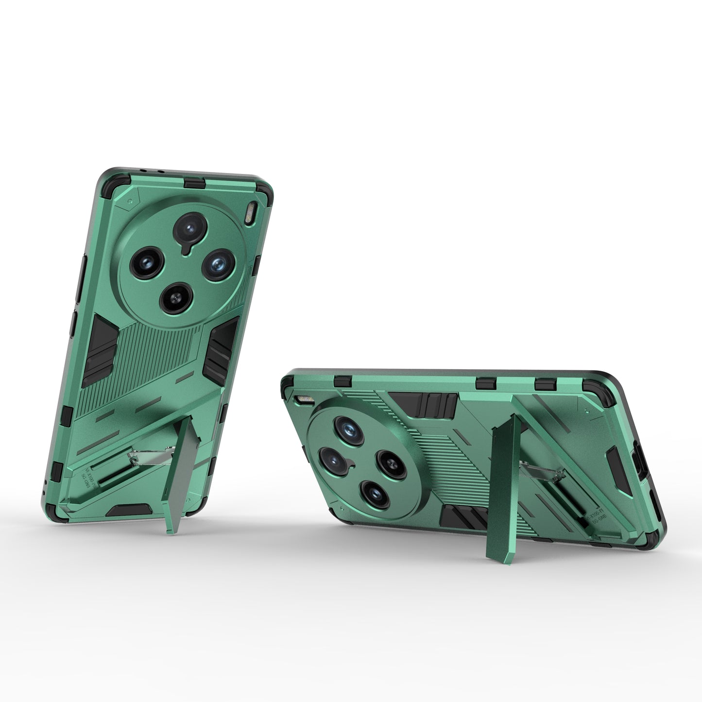 For vivo X100 Pro 5G Kickstand Phone Case Dual Layer Shock-Absorption Cover - Green