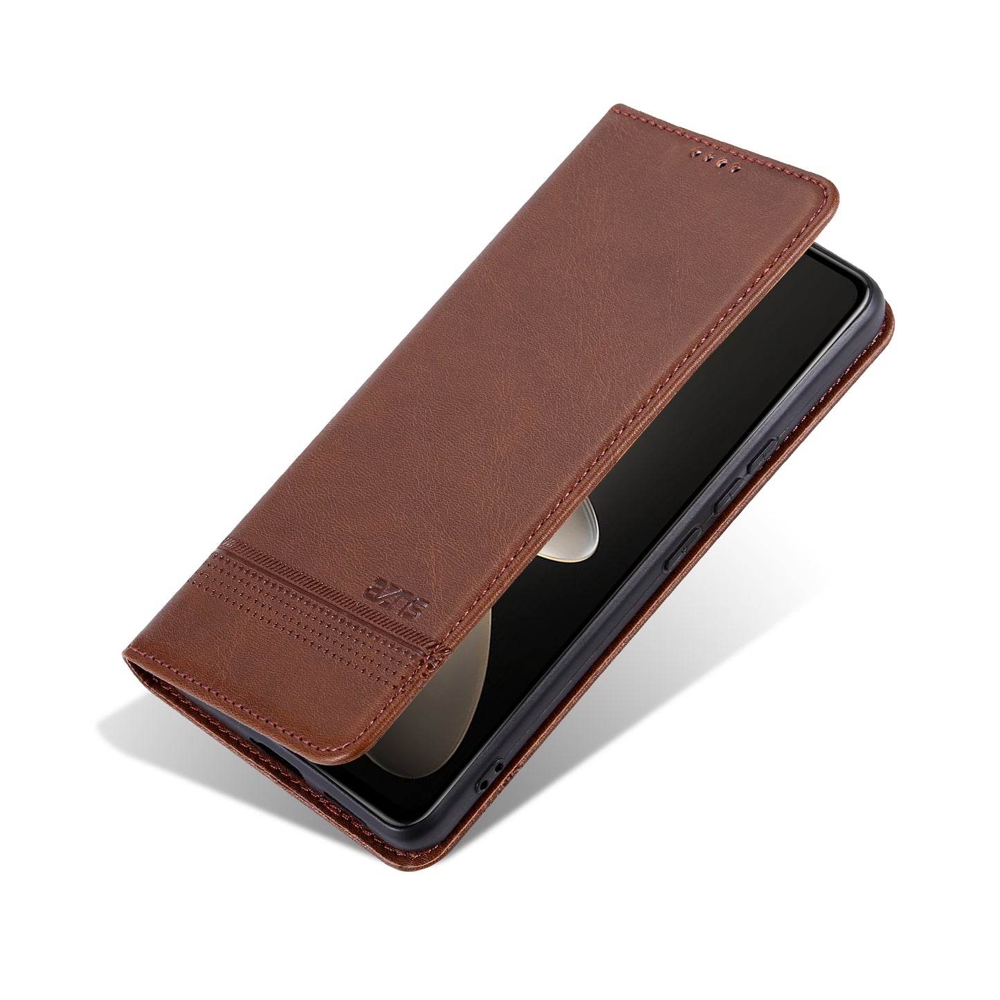 AZNS For vivo X100 5G Phone Case Flip Stand PU Leather Protective Cover - Coffee