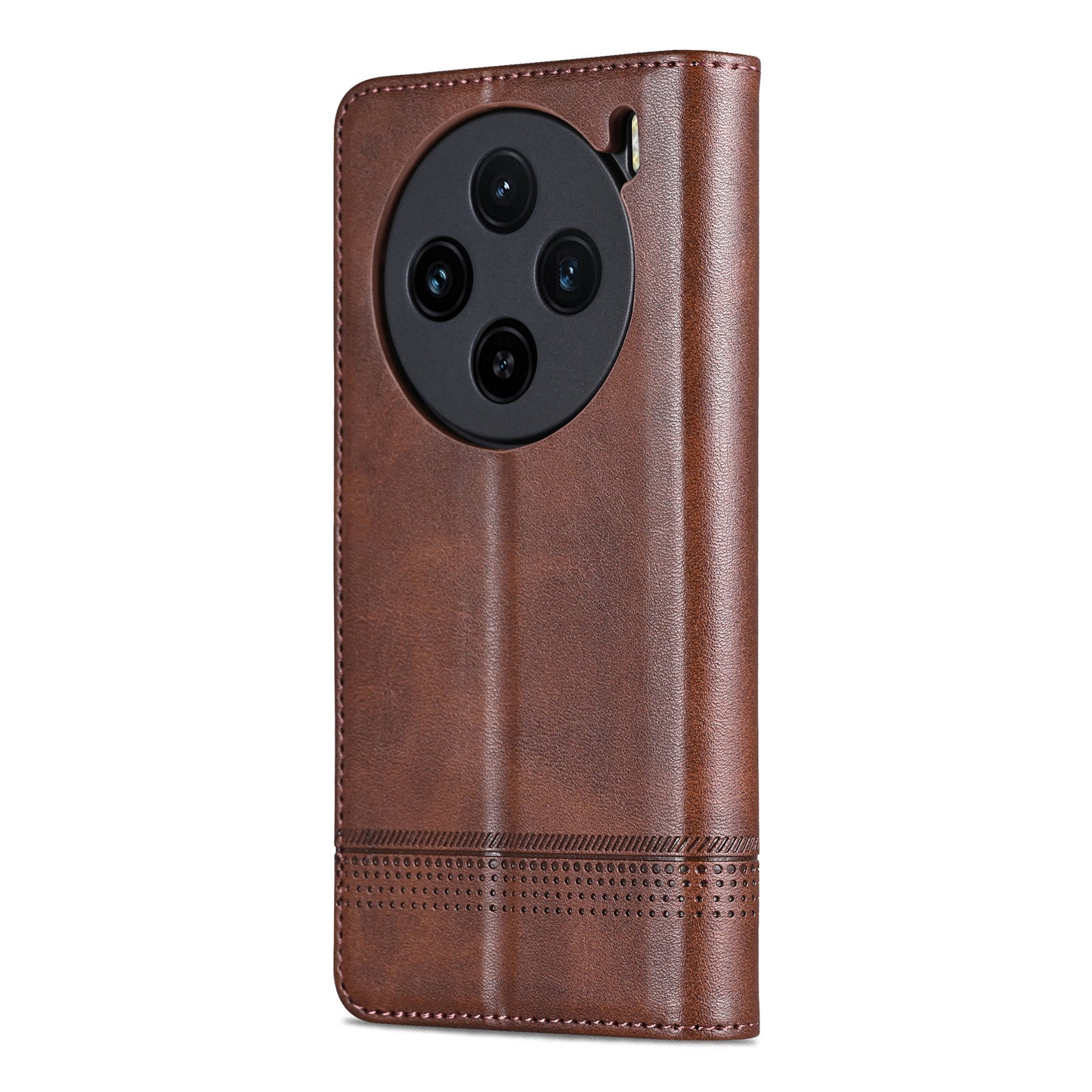 AZNS For vivo X100 5G Phone Case Flip Stand PU Leather Protective Cover - Coffee