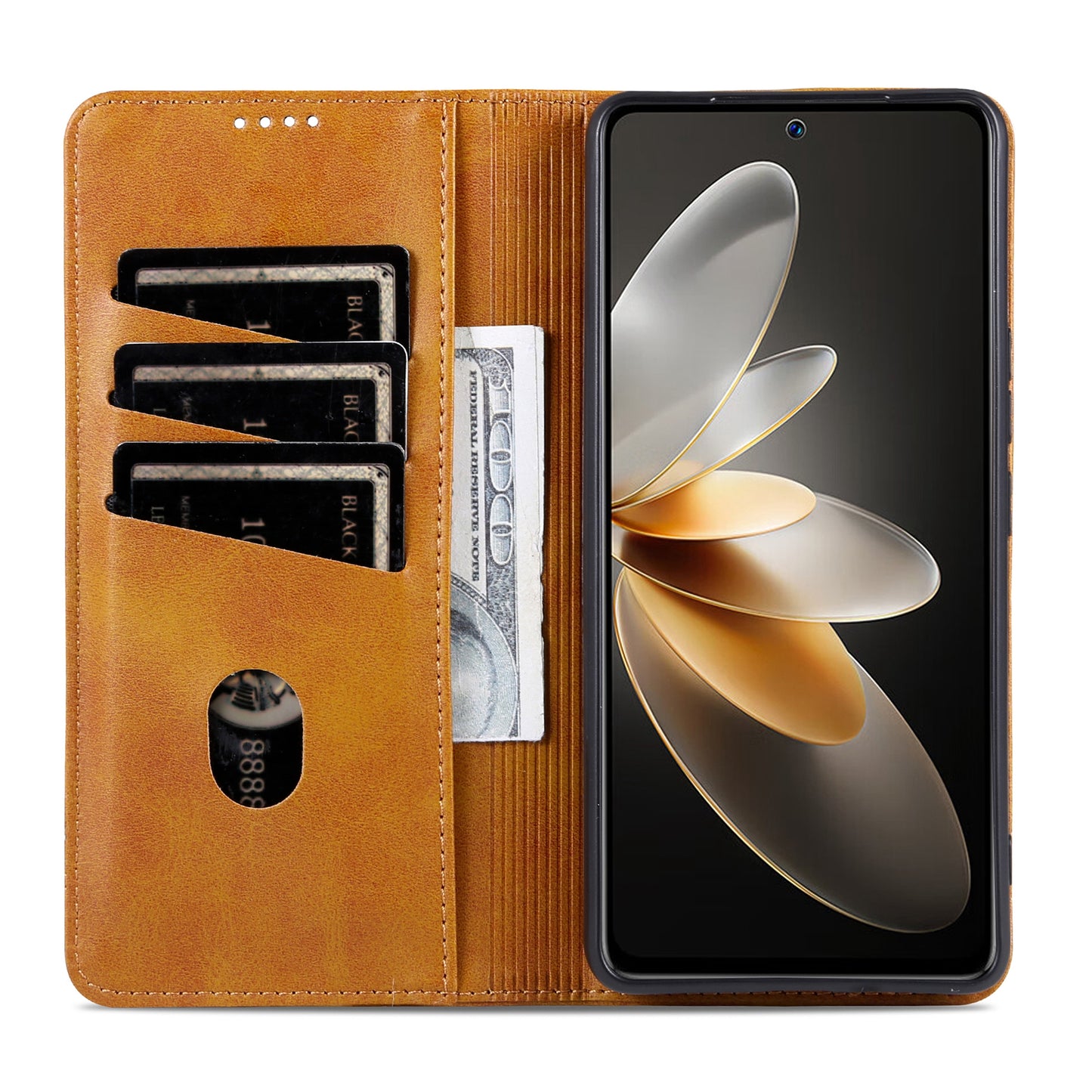 AZNS For vivo X100 5G Phone Case Flip Stand PU Leather Protective Cover - Brown