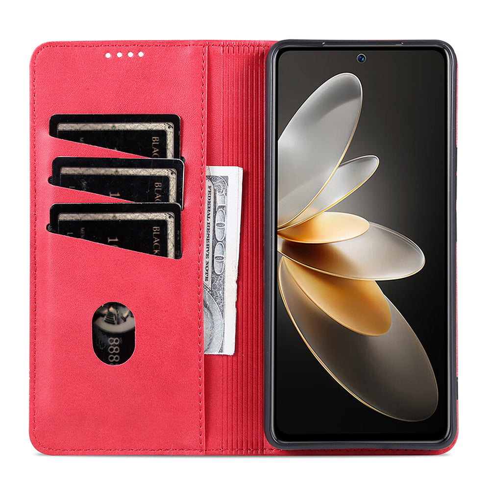 AZNS For vivo X100 5G Phone Case Flip Stand PU Leather Protective Cover - Red