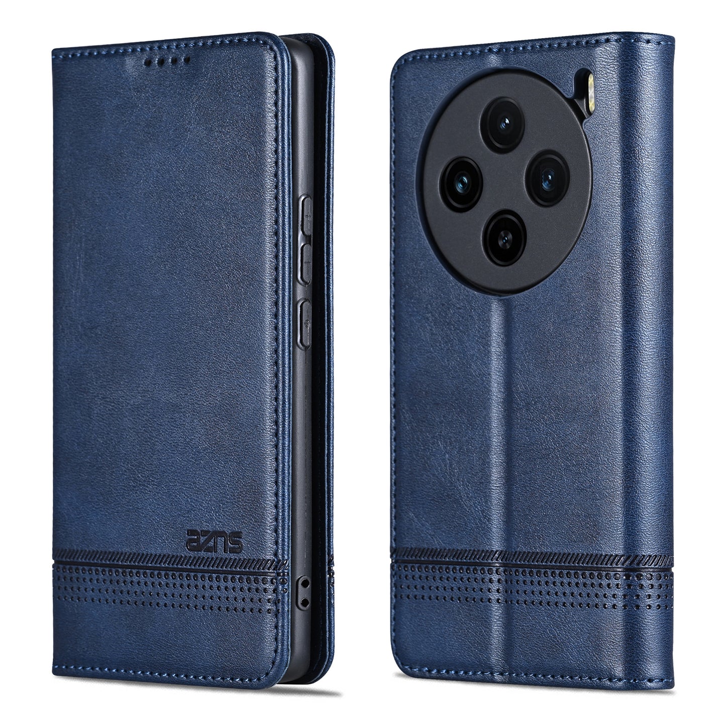 AZNS For vivo X100 5G Phone Case Flip Stand PU Leather Protective Cover - Blue