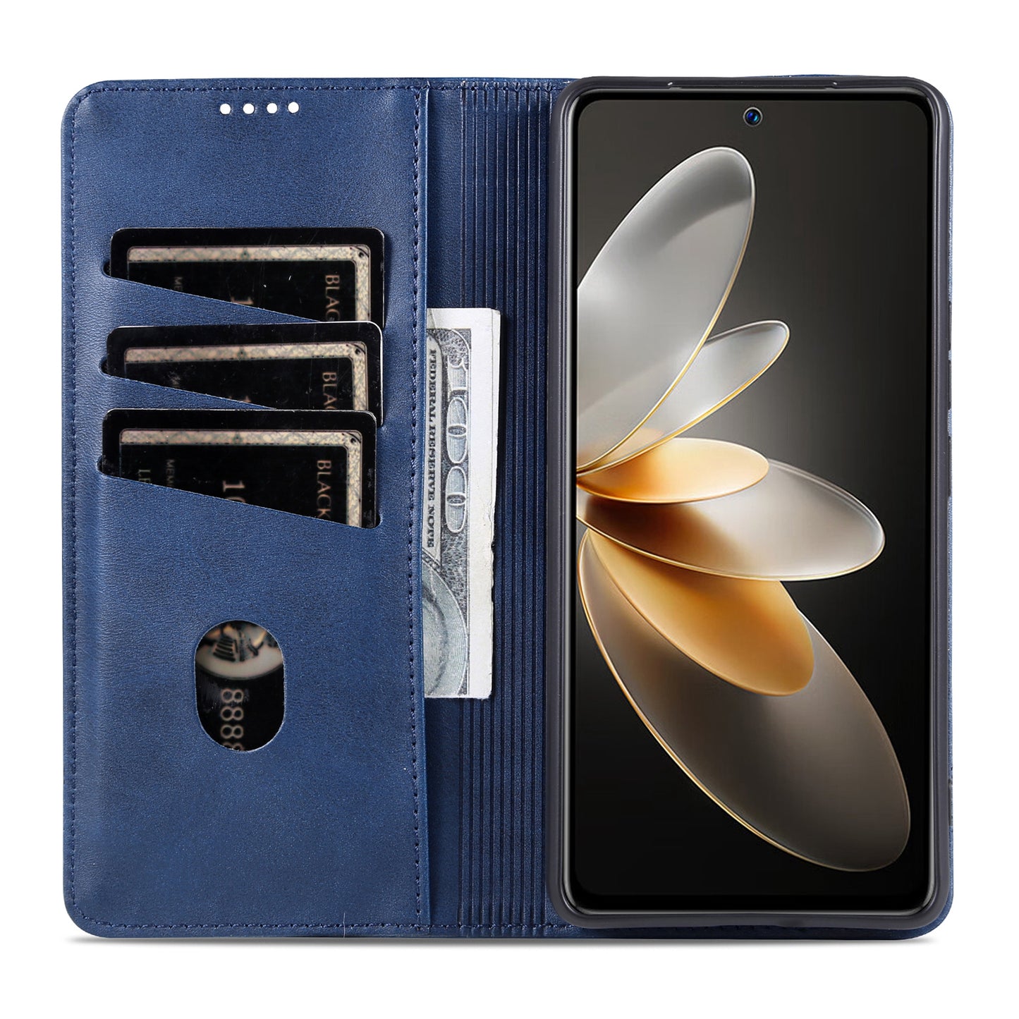AZNS For vivo X100 5G Phone Case Flip Stand PU Leather Protective Cover - Blue