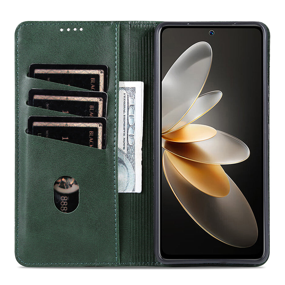 AZNS For vivo X100 5G Phone Case Flip Stand PU Leather Protective Cover - Green