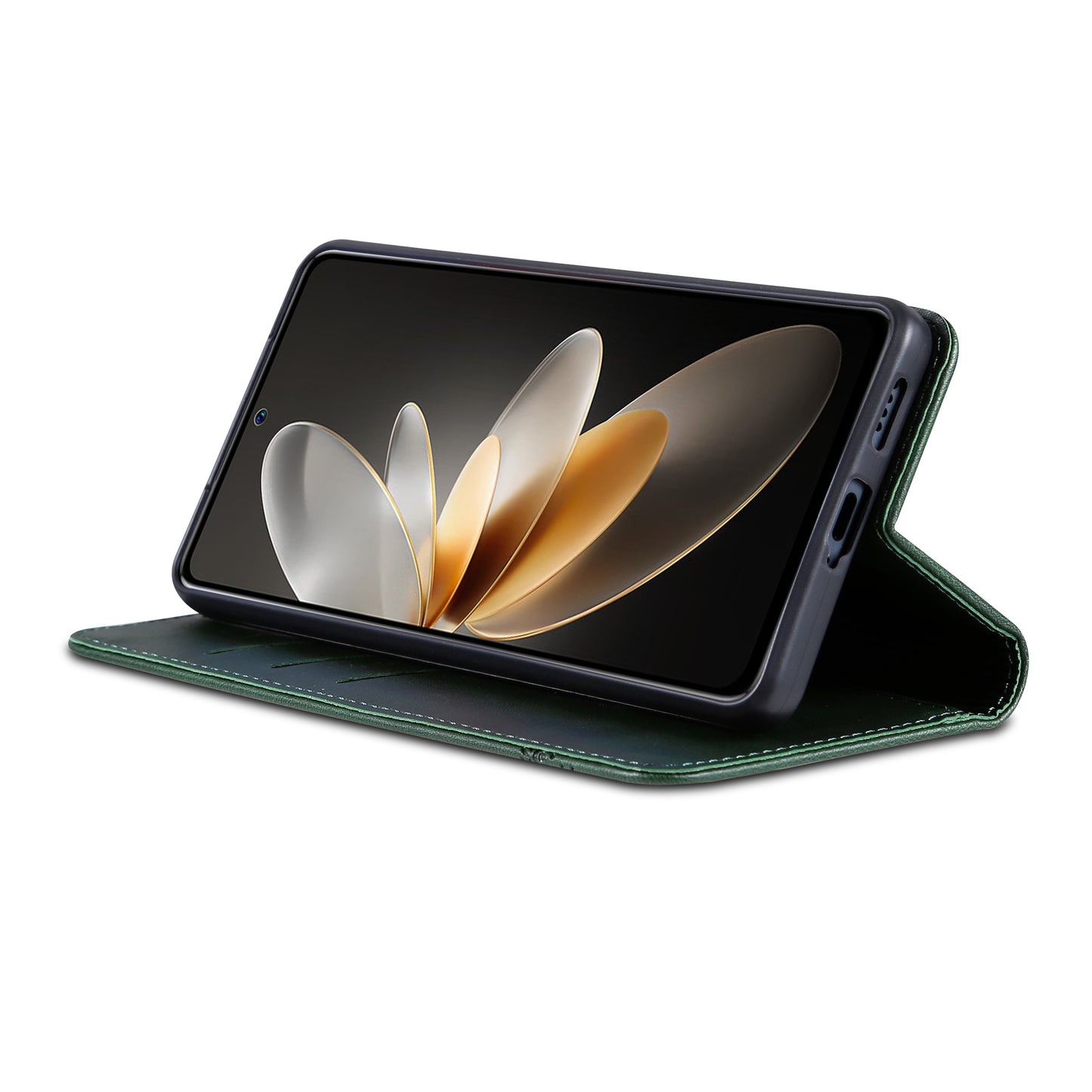 AZNS For vivo X100 5G Phone Case Flip Stand PU Leather Protective Cover - Green