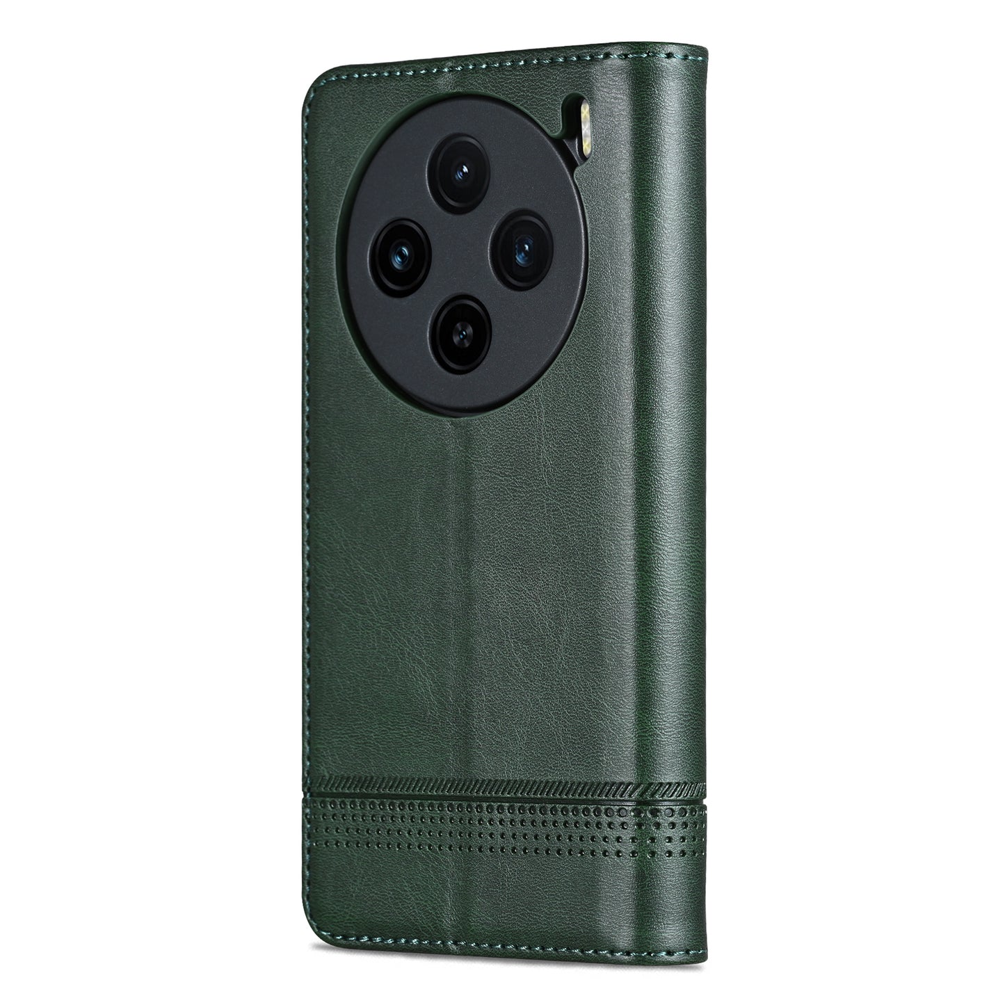 AZNS For vivo X100 5G Phone Case Flip Stand PU Leather Protective Cover - Green