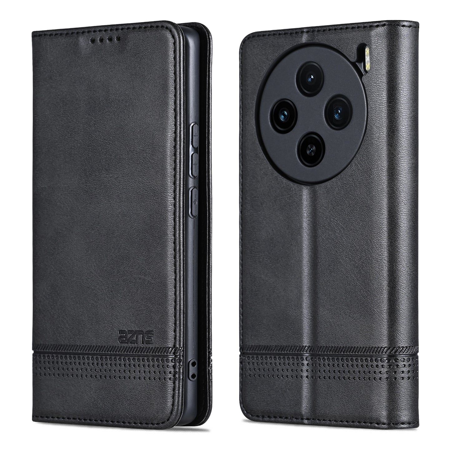 AZNS For vivo X100 5G Phone Case Flip Stand PU Leather Protective Cover - Black