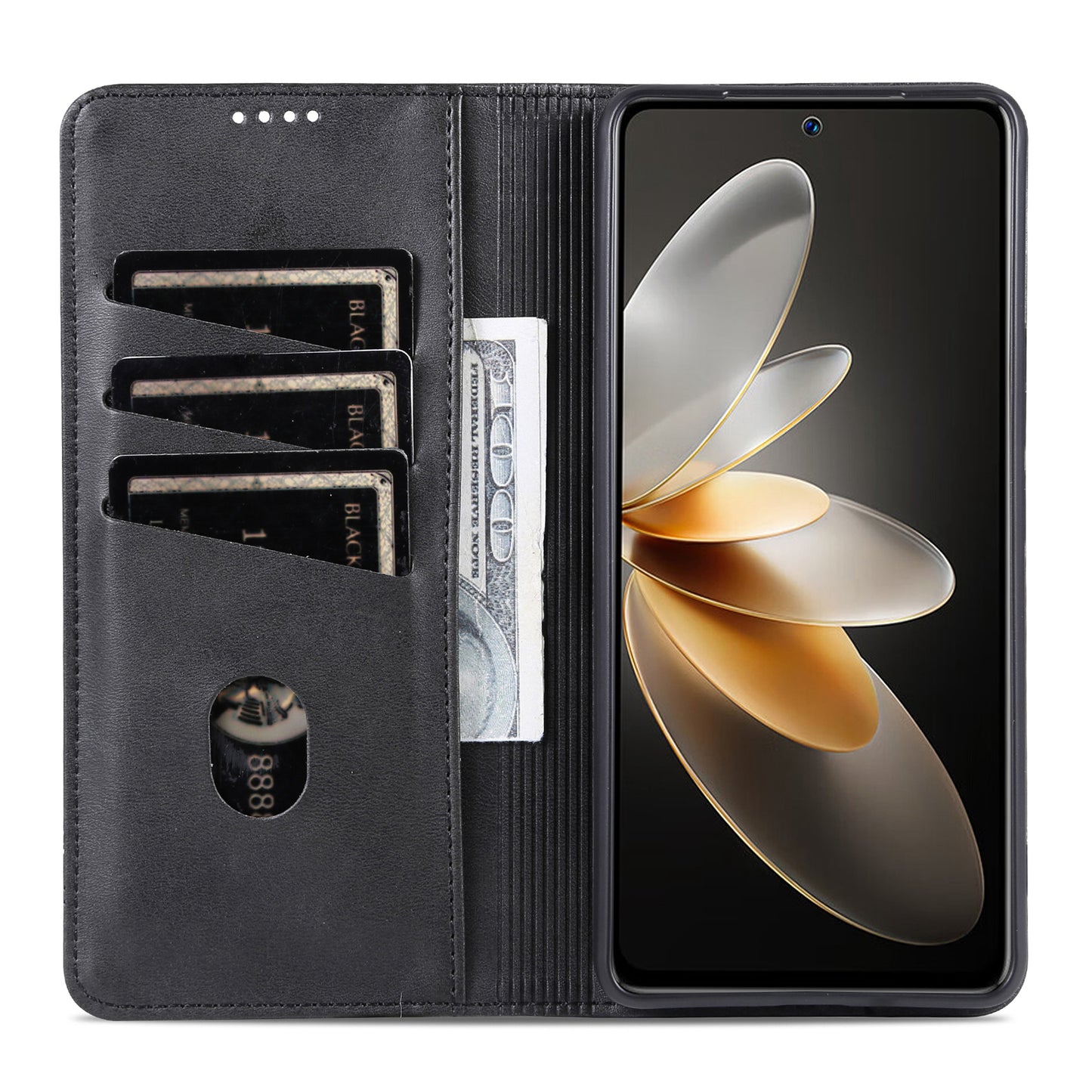 AZNS For vivo X100 5G Phone Case Flip Stand PU Leather Protective Cover - Black