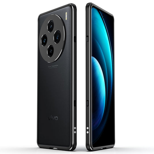 For vivo X100 5G Bumper Case Metal Frame Camera Lens Protective Cover - Black  /  Silver