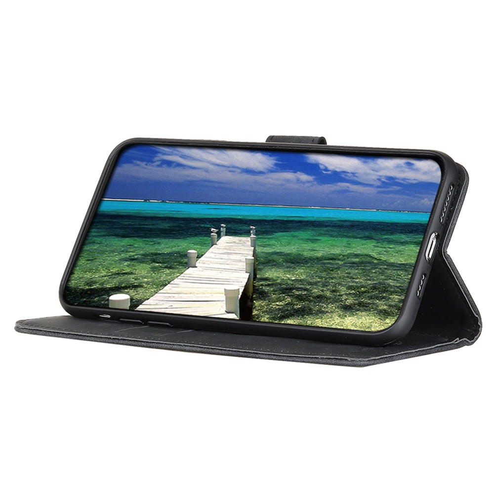 KHAZNEH For Xiaomi Redmi Note 13 Pro+ 5G Stand Case PU Leather Retro Cell Phone Cover - Black