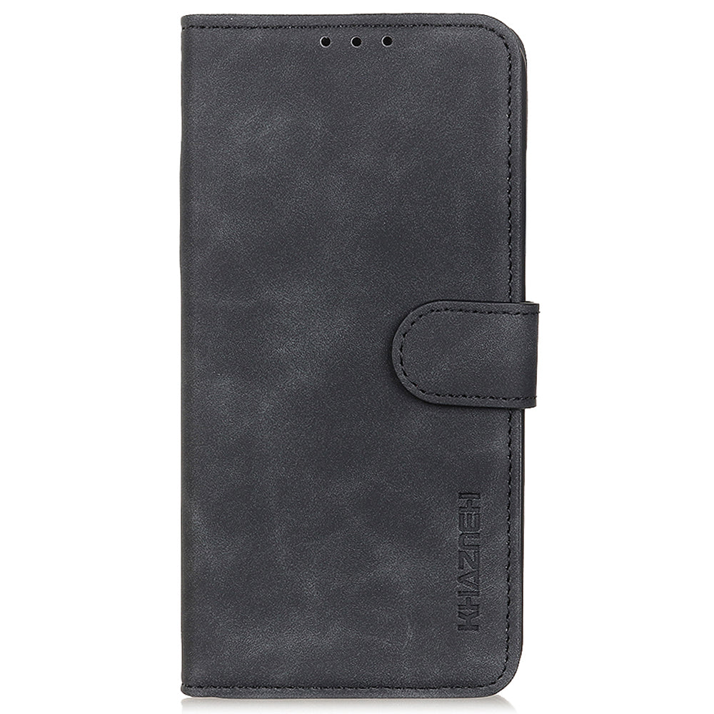 KHAZNEH For Xiaomi Redmi Note 13 Pro+ 5G Stand Case PU Leather Retro Cell Phone Cover - Black