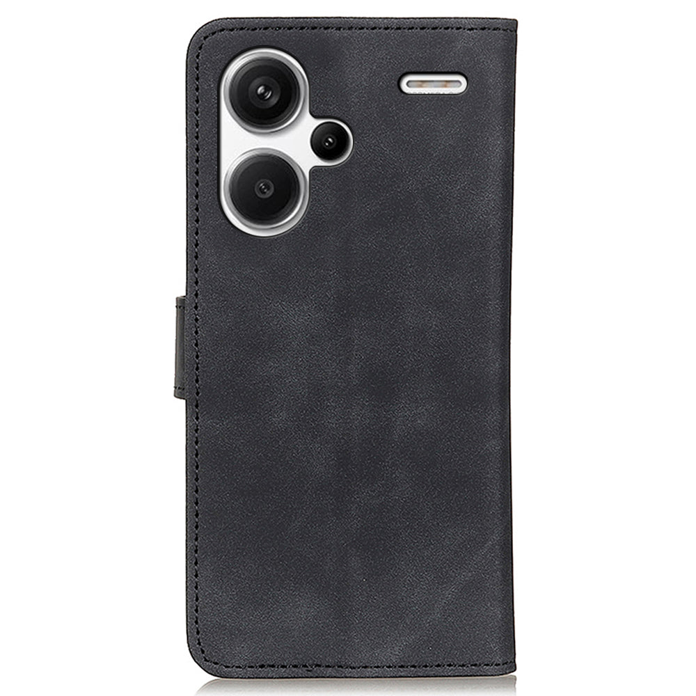 KHAZNEH For Xiaomi Redmi Note 13 Pro+ 5G Stand Case PU Leather Retro Cell Phone Cover - Black