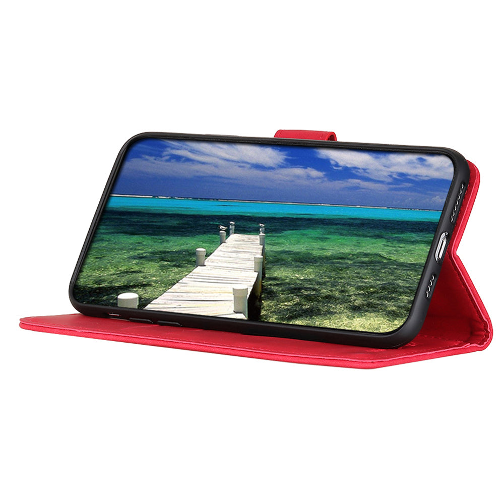 KHAZNEH For Xiaomi Redmi Note 13 Pro+ 5G Stand Case PU Leather Retro Cell Phone Cover - Red
