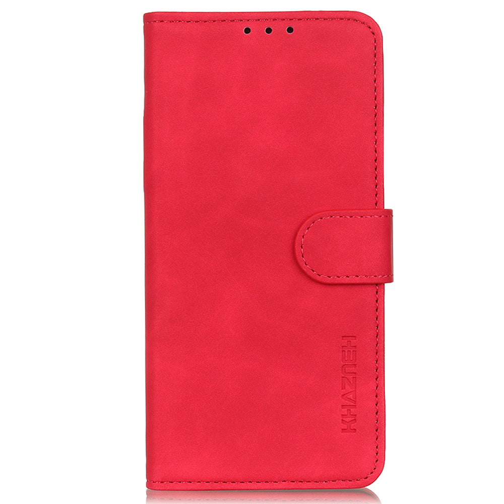 KHAZNEH For Xiaomi Redmi Note 13 Pro+ 5G Stand Case PU Leather Retro Cell Phone Cover - Red