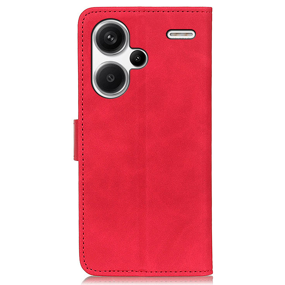 KHAZNEH For Xiaomi Redmi Note 13 Pro+ 5G Stand Case PU Leather Retro Cell Phone Cover - Red
