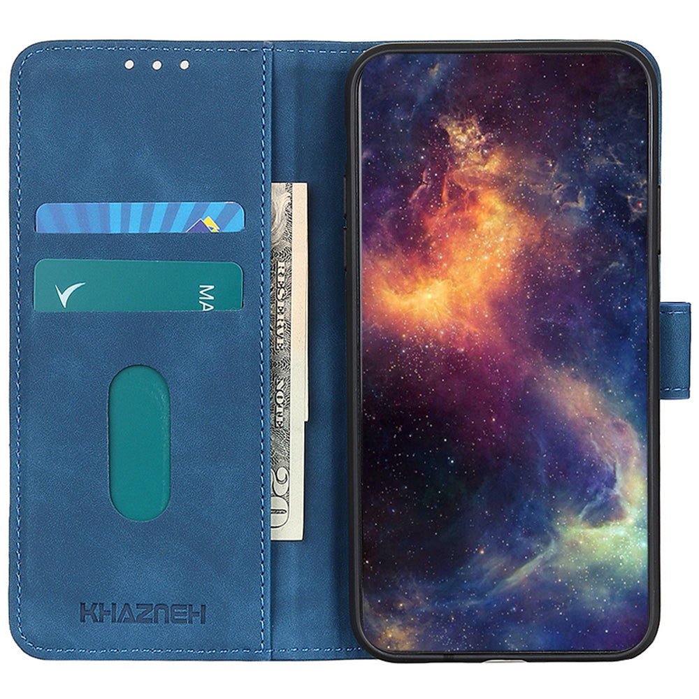 KHAZNEH For Xiaomi Redmi Note 13 Pro+ 5G Stand Case PU Leather Retro Cell Phone Cover - Blue