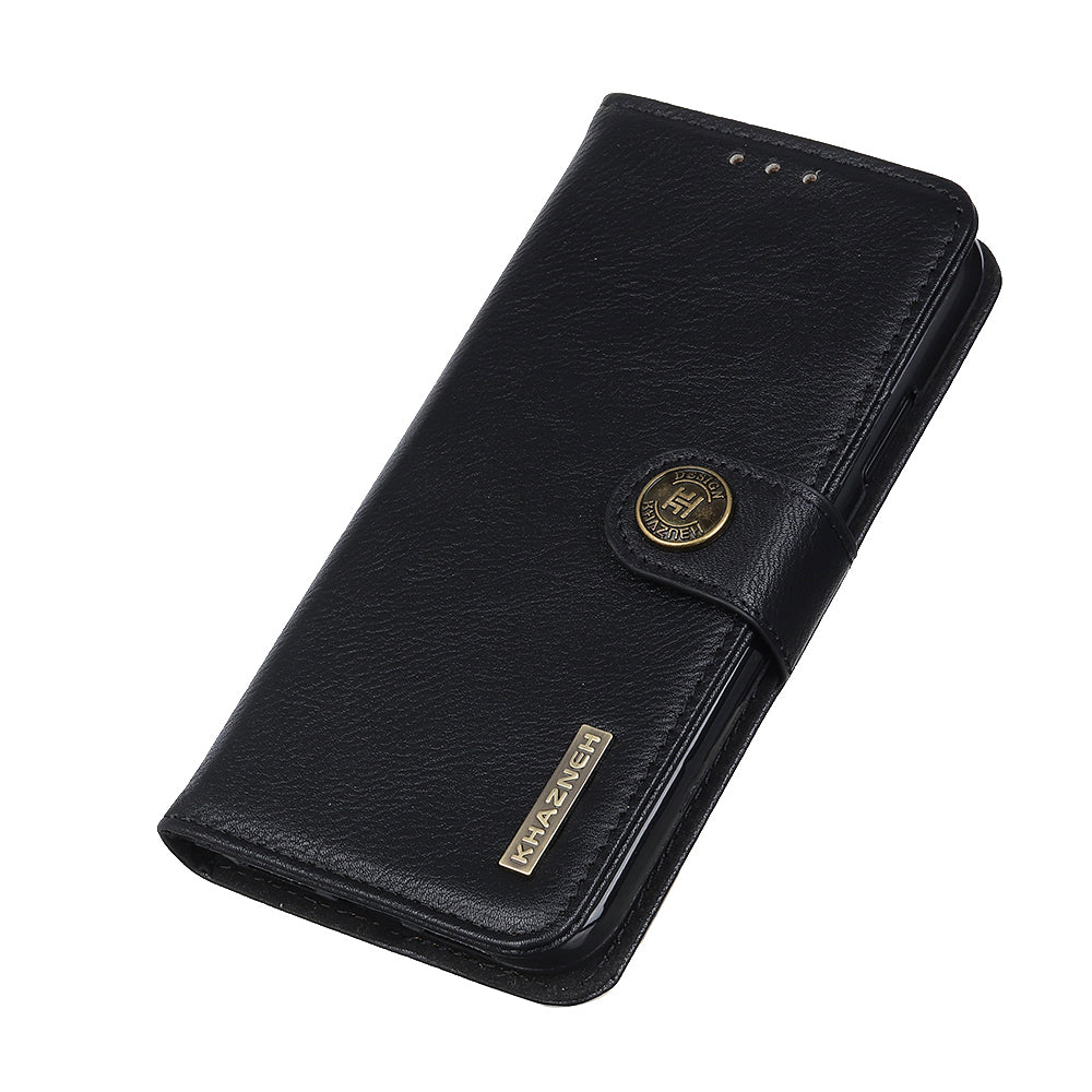 KHAZNEH For Xiaomi Redmi Note 13 Pro+ 5G Cell Phone Cases Cowhide Texture Stand Wallet Cover - Black
