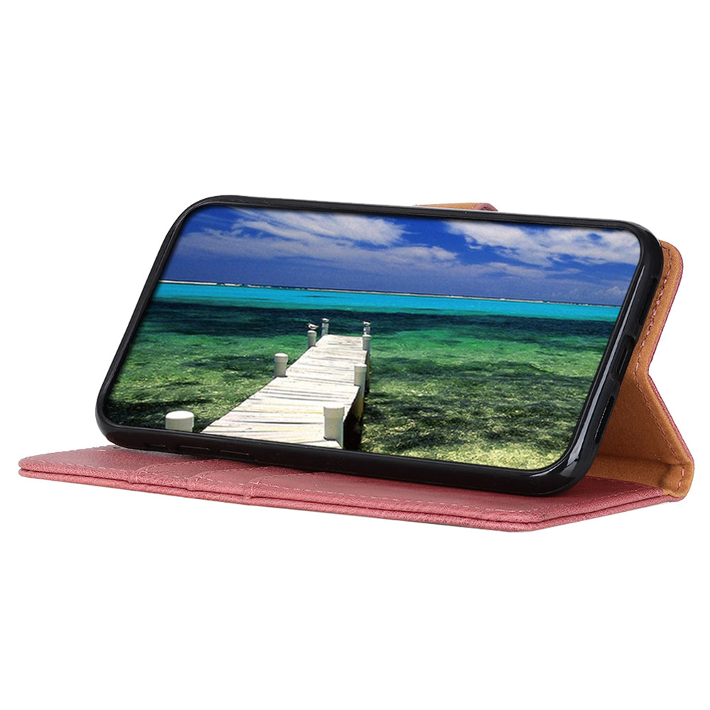 KHAZNEH For Xiaomi Redmi Note 13 Pro+ 5G Cell Phone Cases Cowhide Texture Stand Wallet Cover - Pink