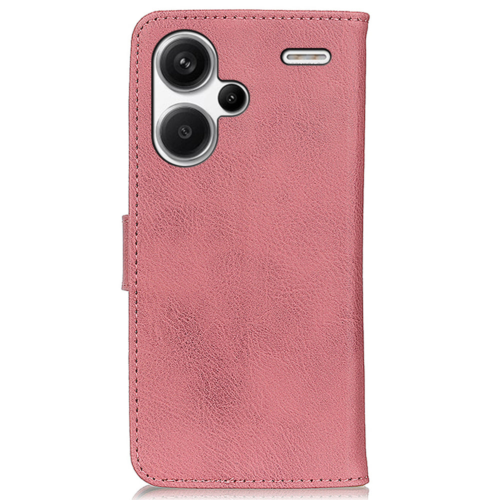 KHAZNEH For Xiaomi Redmi Note 13 Pro+ 5G Cell Phone Cases Cowhide Texture Stand Wallet Cover - Pink