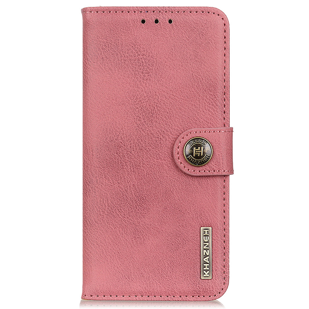 KHAZNEH For Xiaomi Redmi Note 13 Pro+ 5G Cell Phone Cases Cowhide Texture Stand Wallet Cover - Pink